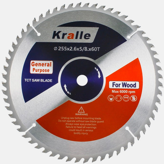 Kralle 255 mm(10") TCT Circular Saw Blade for Wood, 16 mm (5/8") Bore, 60T