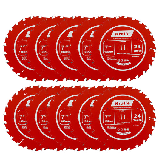 Kralle 185 mm (7-1/4") Multi-Purpose Circular Saw Blade for Cordless Saw Blade,  16 mm (5/8") Bore, Thin Kerf, Fine Finish, 24T